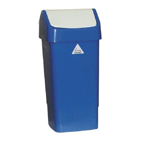  HorecaTraders Plastic Waste Bin with Swing Lid | 50 Liters | Blue 