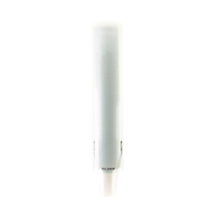 Becherspender für Wasserbecher Typ "Ziehen" - Standard transparent weiß - Becher-ø: 57-73 mm
