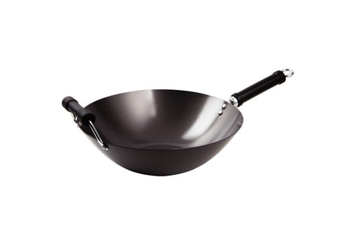  HorecaTraders Wok platte bodem | inductie geschikt | 36 cm Ø 