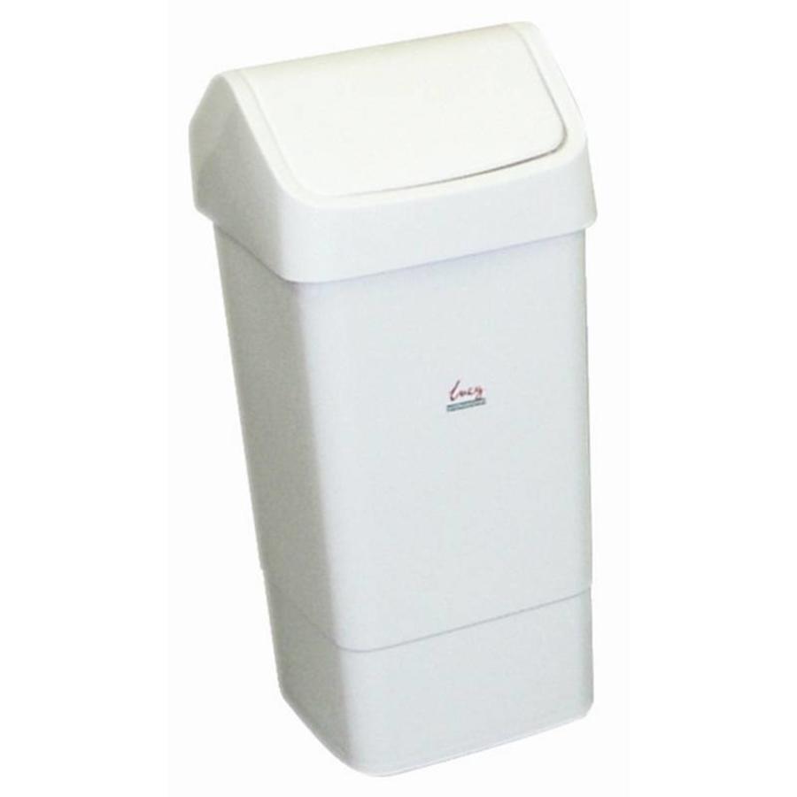 Abfalleimer aus Kunststoff mit Schwingdeckel | 50 Liter | Weiß