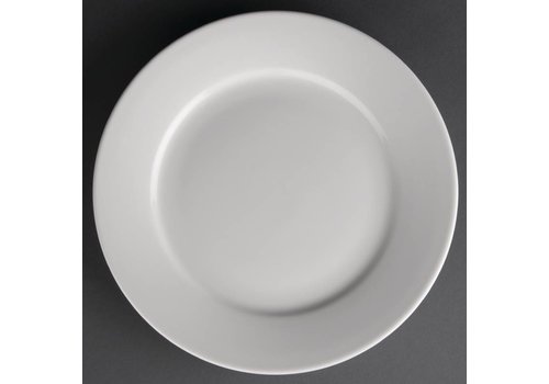  Athena Assiette en porcelaine blanche à large bord | 23 cm (12 pièces) 