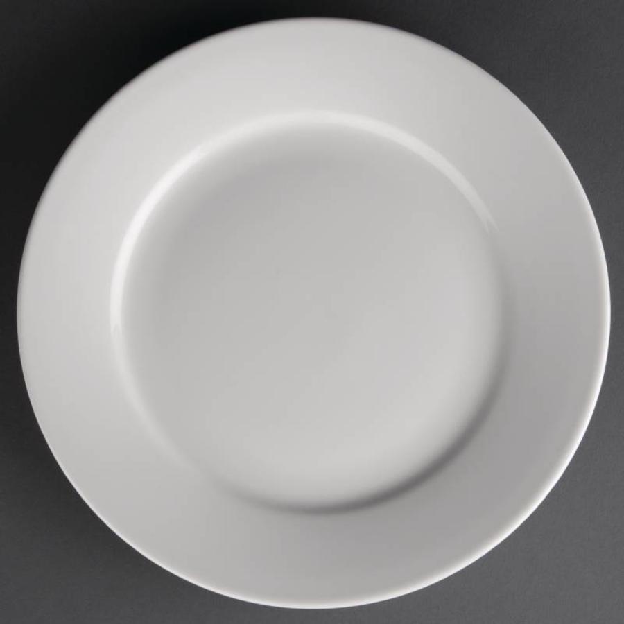 Wit porselein bord met brede rand | 23 cm (stuks 12)