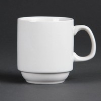 Tasse à café blanche empilable en porcelaine 28,4 cl (12 pièces)