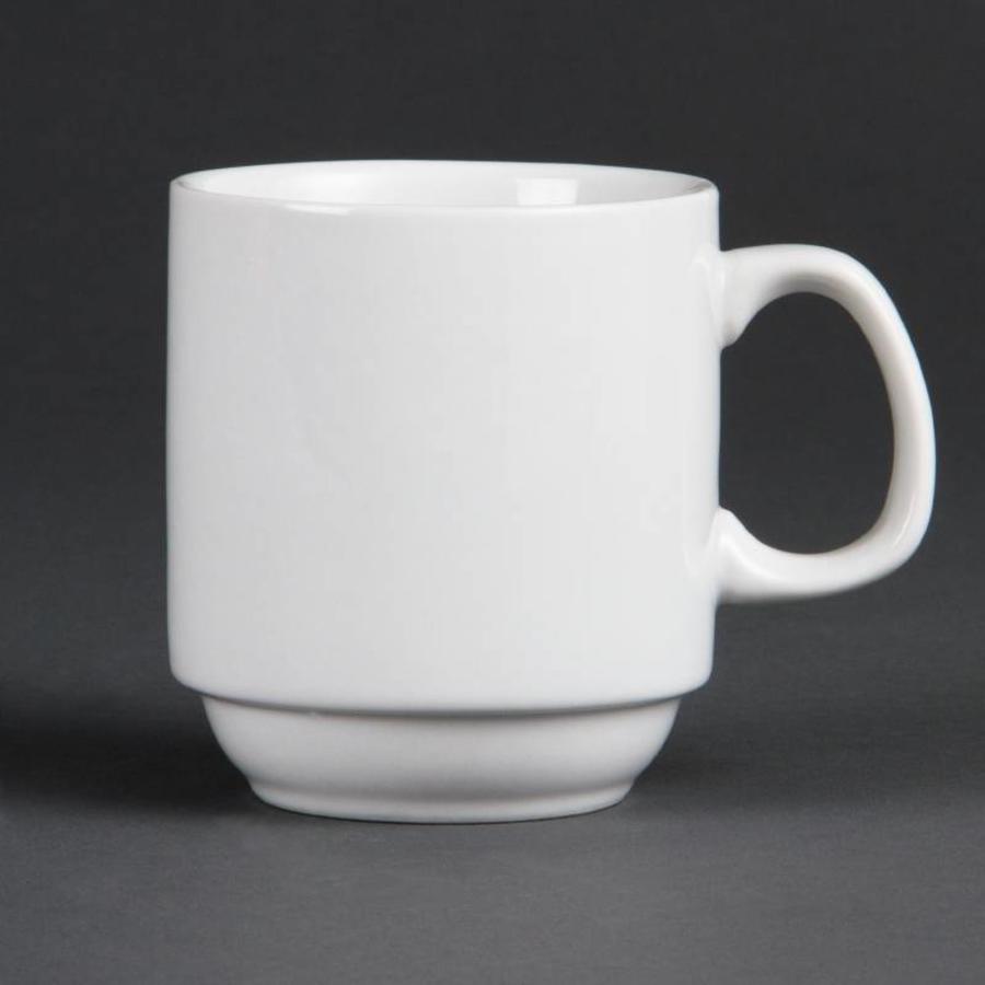 Tasses à café empilables en porcelaine blanche 28,4 cl (12 pièces)