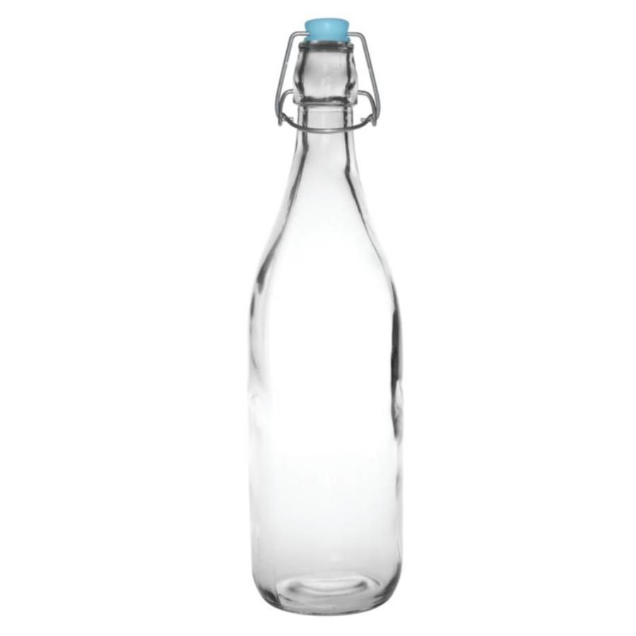 Glazen waterflessen met beugelsluiting, 1180 ml (6 stuks)