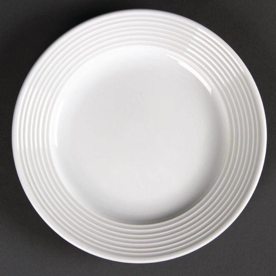 Flat porcelain plate with wide rim 15 cm (12 pieces)
