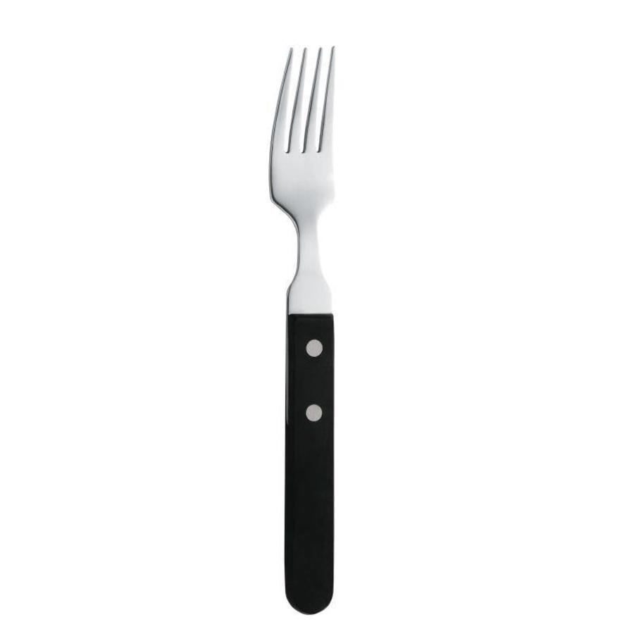 Fourchette à steak en acier inoxydable noir | 12 pièces