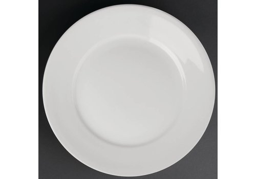  Athena Assiette en porcelaine blanche à large bord | 28 cm (6 pièces) 