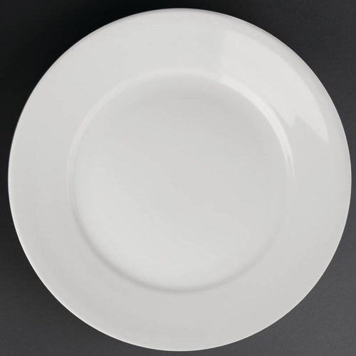  Athena Assiette en porcelaine blanche à large bord | 28 cm (6 pièces) 