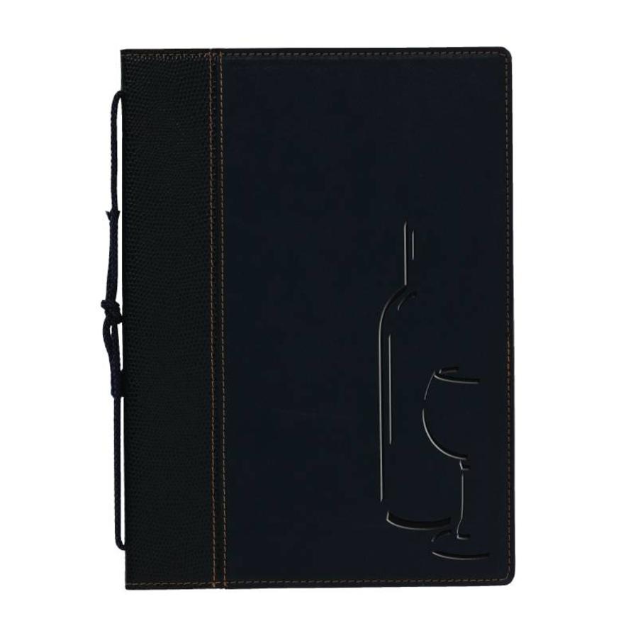 Black Elegant Wine List Folder | 8 Sides