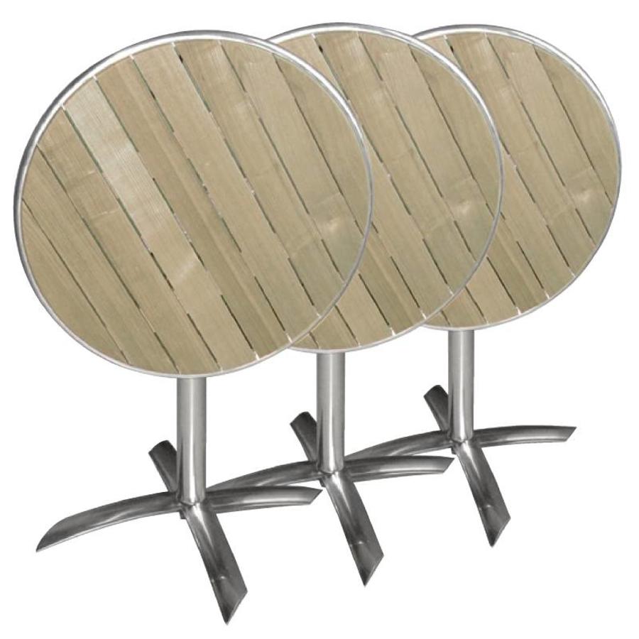 Klappbarer runder Tisch mit Holzplatte