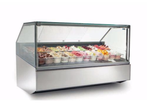  HorecaTraders LED Schepijsvitrine | 12 bakken, 5 liter | 119x110x135(h) cm 