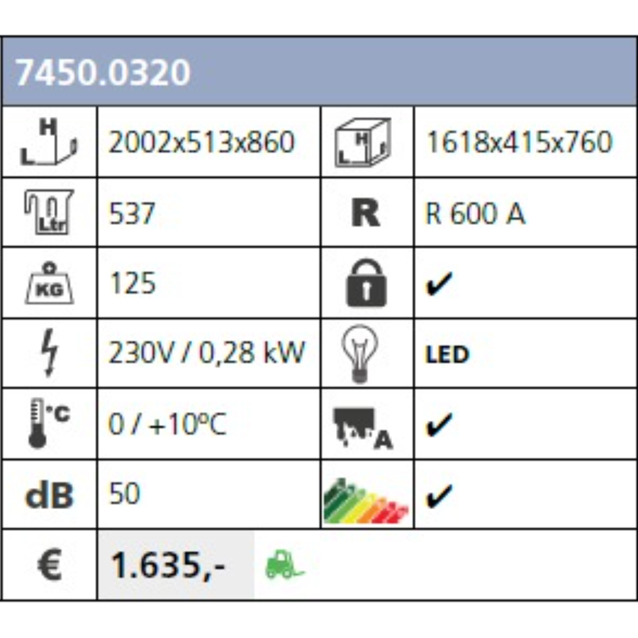 Réfrigérateur de bar noir à 3 portes | 537 litres | 200x51x(h)86 cm