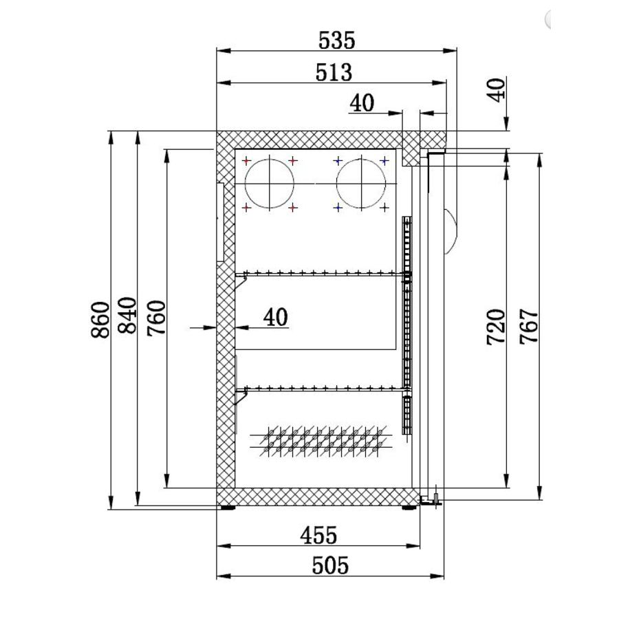 Black Bar Cooler with 2 doors | 350 liters | 146x51x (h) 86 cm