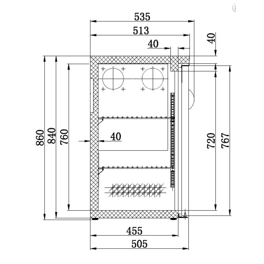 Black Bar Cooler with 3 doors | 537 Liter | 200x51x (h) 86 cm