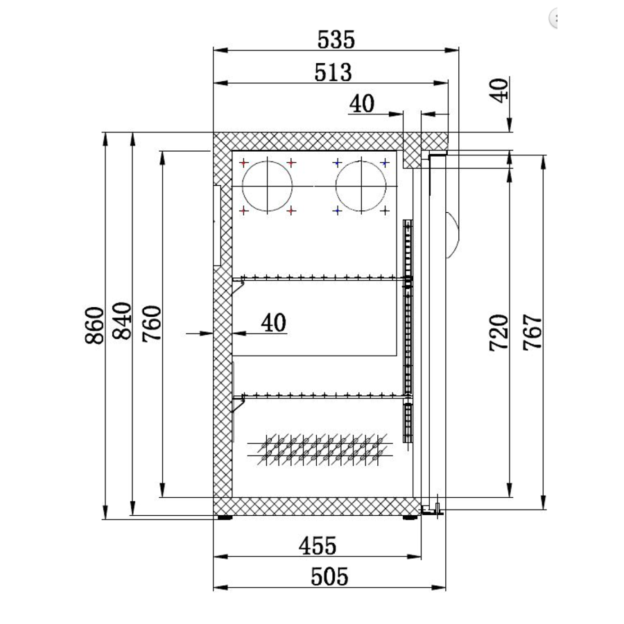 Réfrigérateur de bar noir à 3 portes | 537 litres | 200x51x(h)86 cm