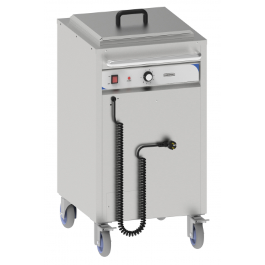 Stainless steel plate warmer on wheels | 550x62x (h) 95 cm Stainless steel On / Off switch Plate diameter from 190 to 350 mm Stackable height about 490 mm 4 wheels, 2 brakes Including lid Adjustable thermostat from 30 ° C to 110 ° C Power: 570 W / 230 V D