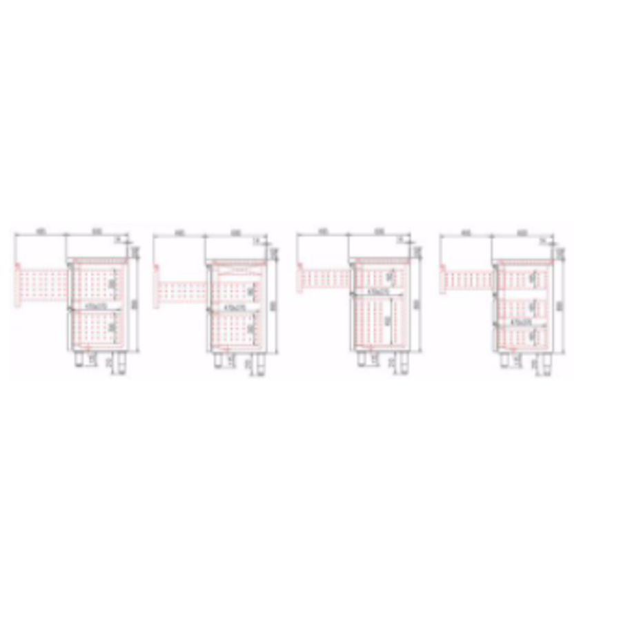 Établi de refroidissement | 5 portes | 3070x600x(h)1034 mm