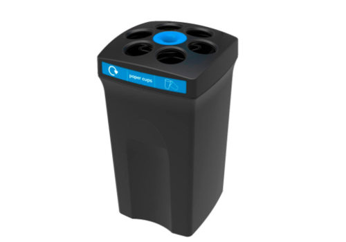  HorecaTraders Poubelle en plastique pour gobelets en papier | Noir/Bleu | 100 litres 