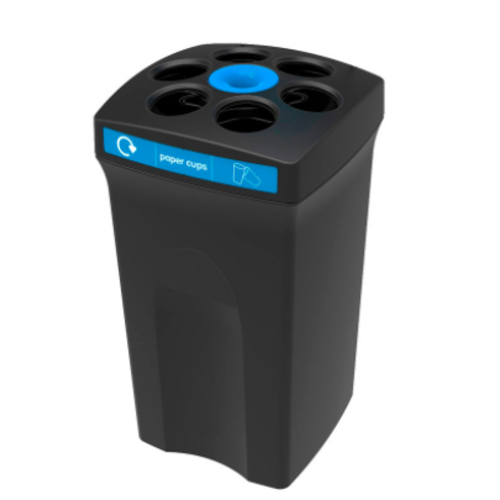  HorecaTraders Plastic waste bin for paper cups | Black/Blue | 100 liters 
