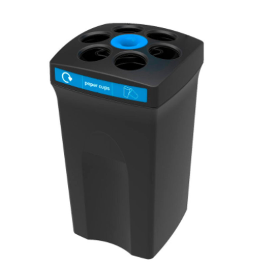 Plastic waste bin for paper cups | Black/Blue | 100 liters