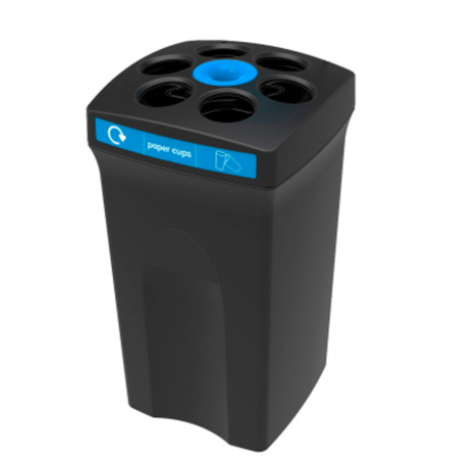 Poubelle en plastique pour gobelets en papier | Noir/Bleu | 100 litres