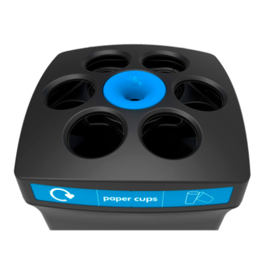 Poubelle en plastique pour gobelets en papier | Noir/Bleu | 100 litres