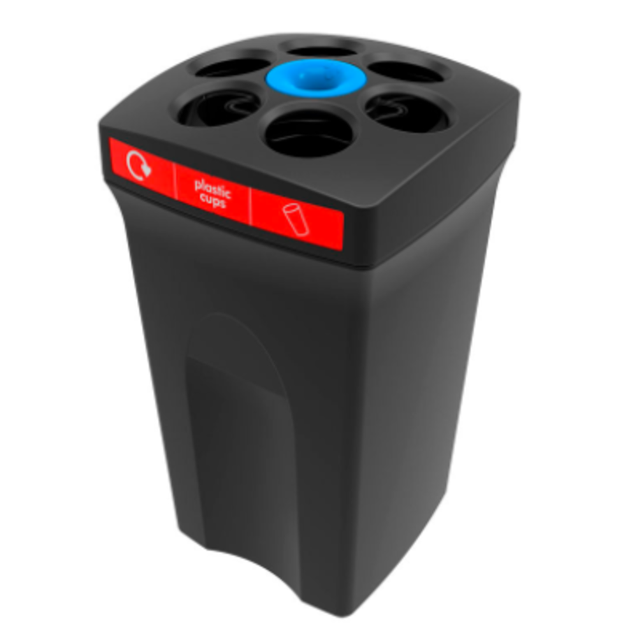 Poubelle en plastique pour gobelets en plastique | Noir/Rouge | 100 litres