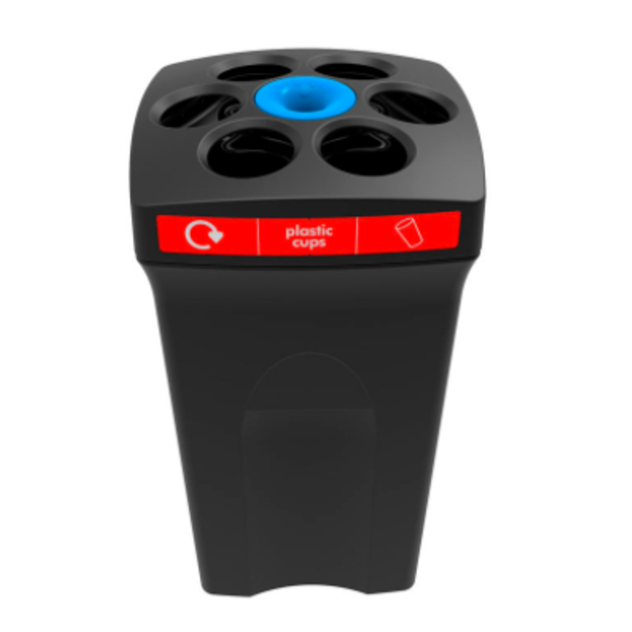 Poubelle en plastique pour gobelets en plastique | Noir/Rouge | 100 litres