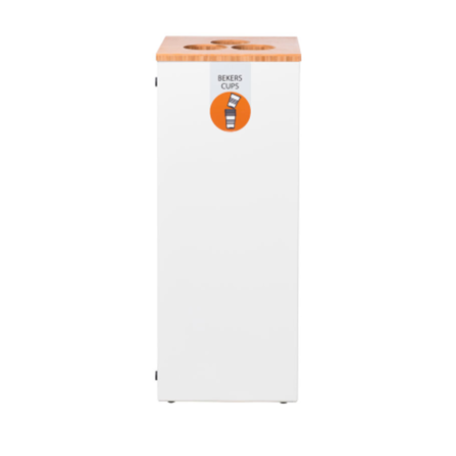 Poubelle à gobelets | Blanc/Bambou | 65 litres