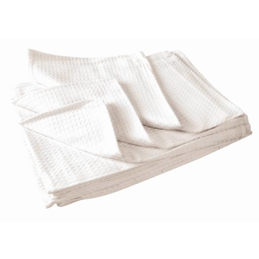 Torchon structure nid d'abeille blanc (boîte de 10)