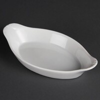 Plats à four ovales en faïence blanche 20,4 x 11,5 cm (6 pièces)