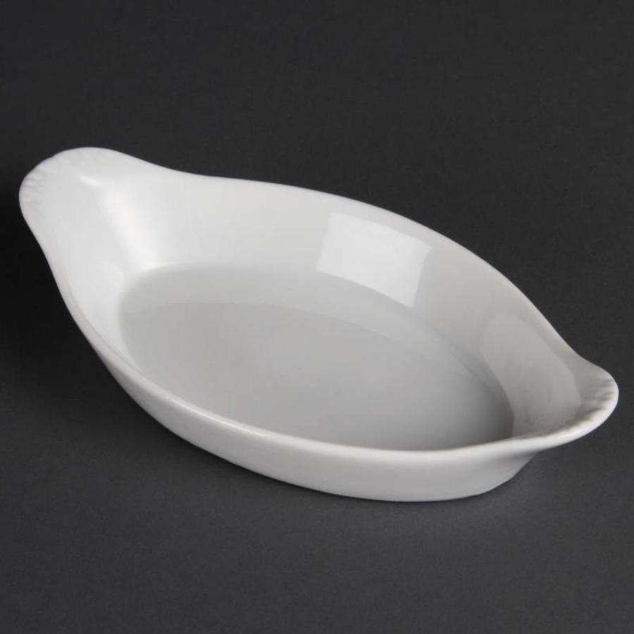 Plats à four ovales en faïence blanche 20,4 x 11,5 cm (6 pièces)