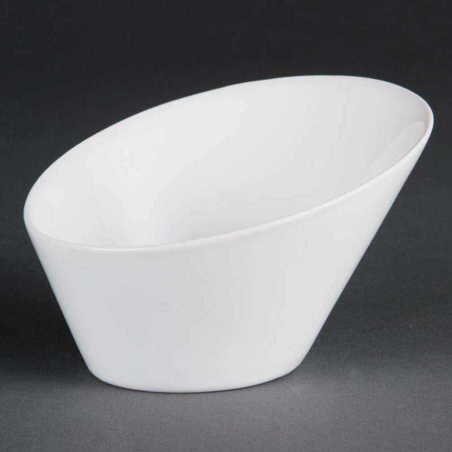 Ovale Schüssel aus weißem Porzellan, 15 cm | 4 Stück
