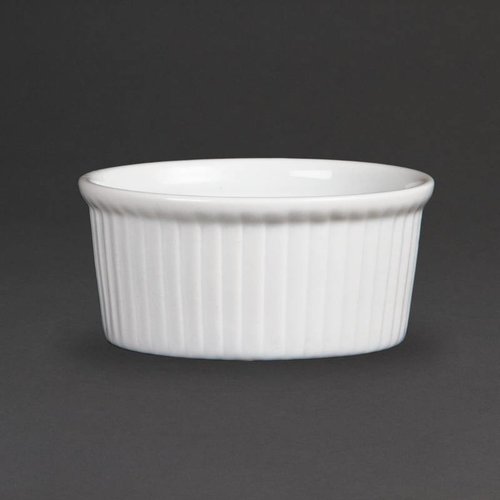  Olympia White Porcelain Ramekin Ribbed 9cm | 12 pieces 