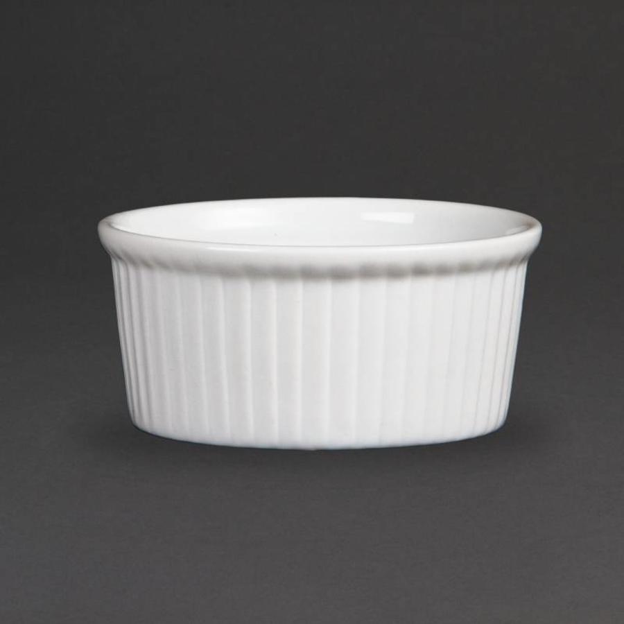 Ramequin en porcelaine blanche côtelé 9 cm | 12 pièces