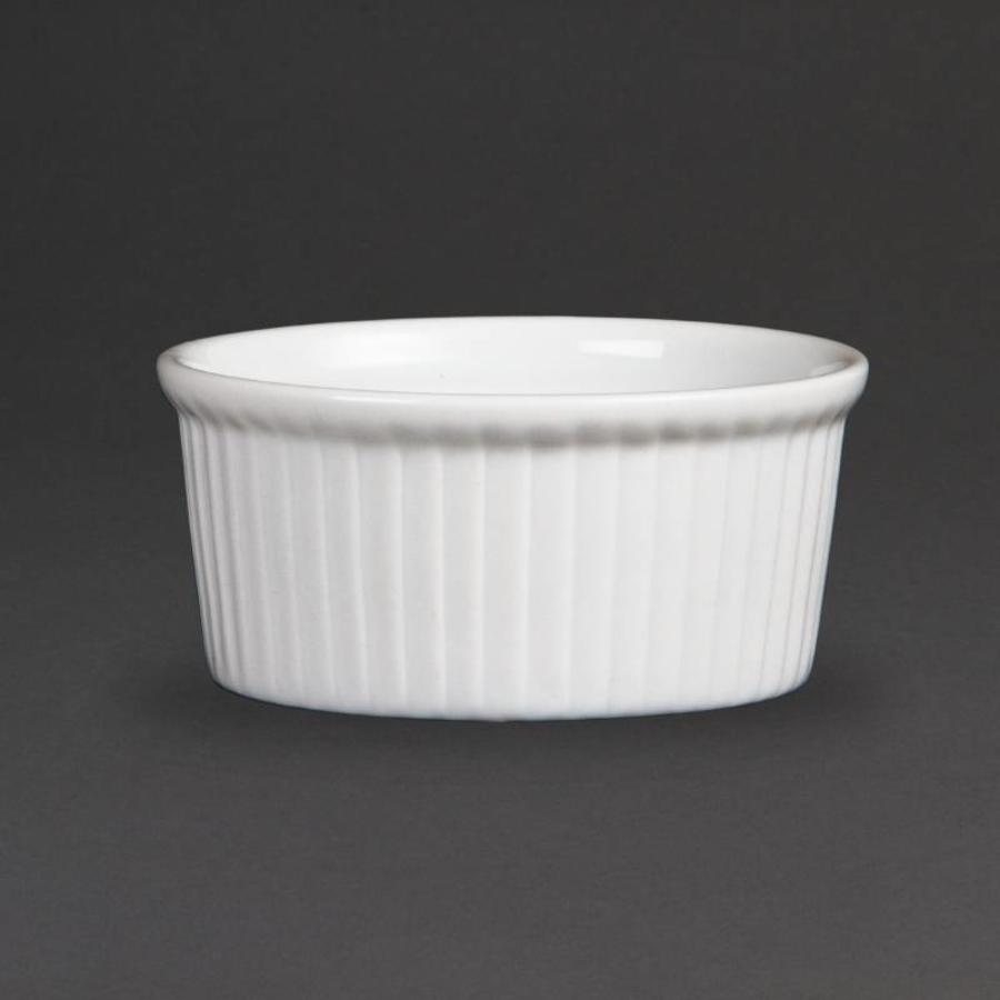 Wit Porselein Ramekin Geribbeld 9cm | 12 stuks