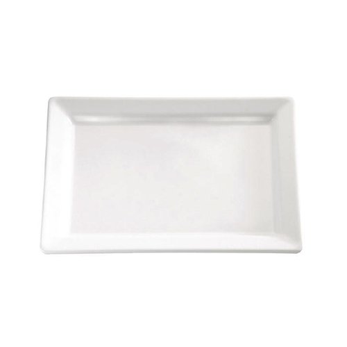  HorecaTraders Melamine rechthoekige schaal wit | 3(H) x 35,5(L) x 18(B)cm 