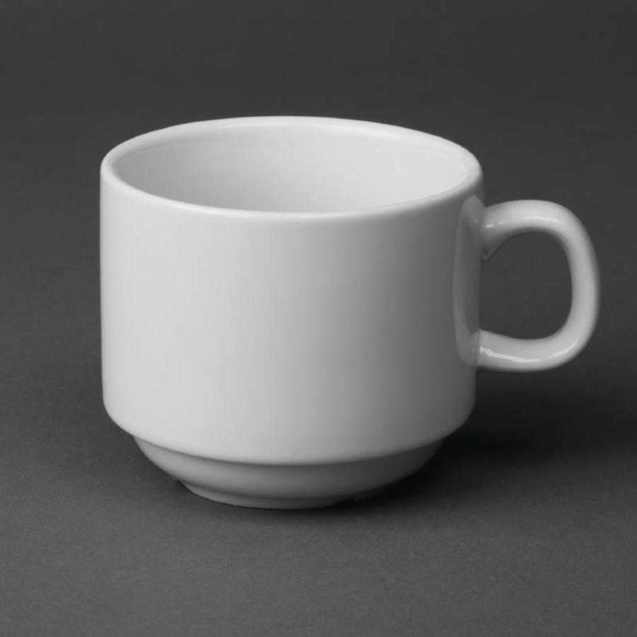 Stapelbare Kaffeetassen aus weißem Porzellan, 20 cl (12 Stück)