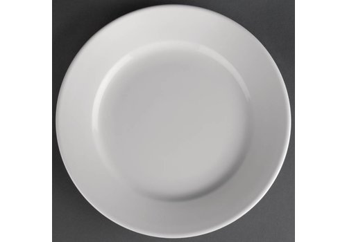  Athena Assiette en porcelaine blanche à large bord | 16,5 cm (12 pièces) 