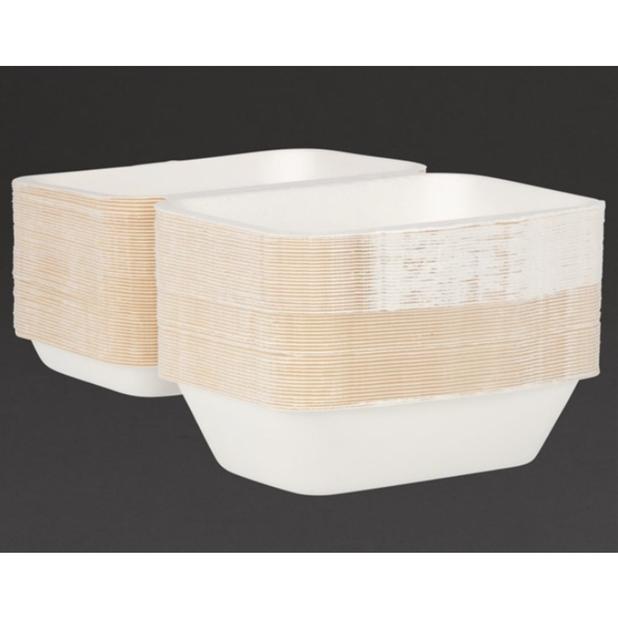 Boîtes repas compostables | 6,6(h)x18,2x13,5 cm | 250 pièces