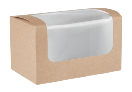  HorecaTraders Boîtes à sandwich biodégradables | 500 pièces | Fenêtre PLA | papier kraft 
