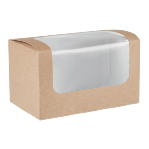  HorecaTraders Afbreekbare sandwichboxen | 500 stuks | PLA venster | kraftpapier 