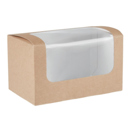  HorecaTraders Biodegradable sandwich boxes | 500 pieces | PLA window | kraft paper 