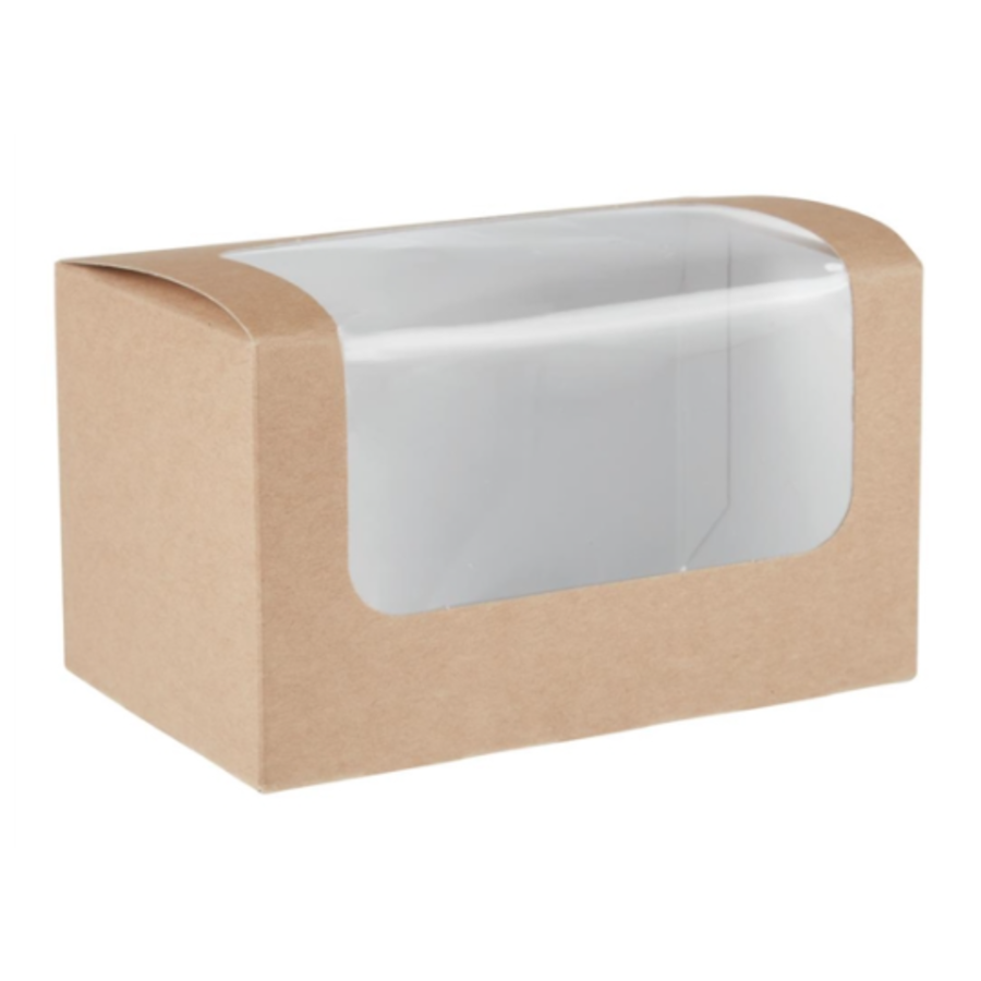 Afbreekbare sandwichboxen | 500 stuks | PLA venster | kraftpapier