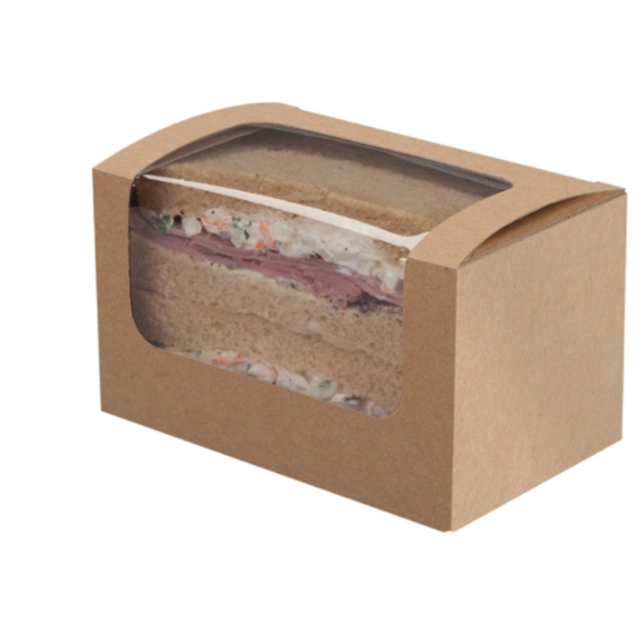 Afbreekbare sandwichboxen | 500 stuks | PLA venster | kraftpapier