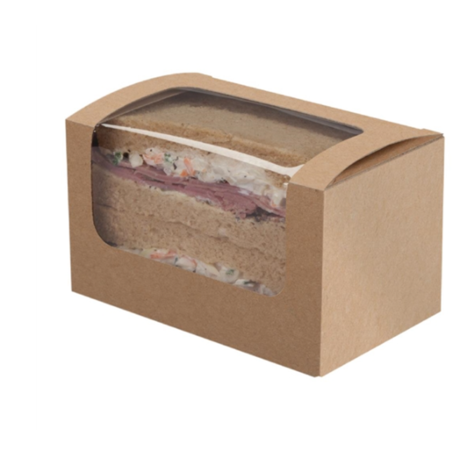 Compostable sandwich boxes | 500 pieces | PLA window | kraft paper