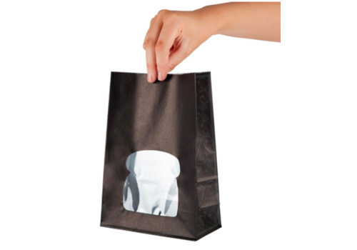  HorecaTraders Sacs à sandwich | Fenêtre | Recyclable | Noir | 250 pièces 