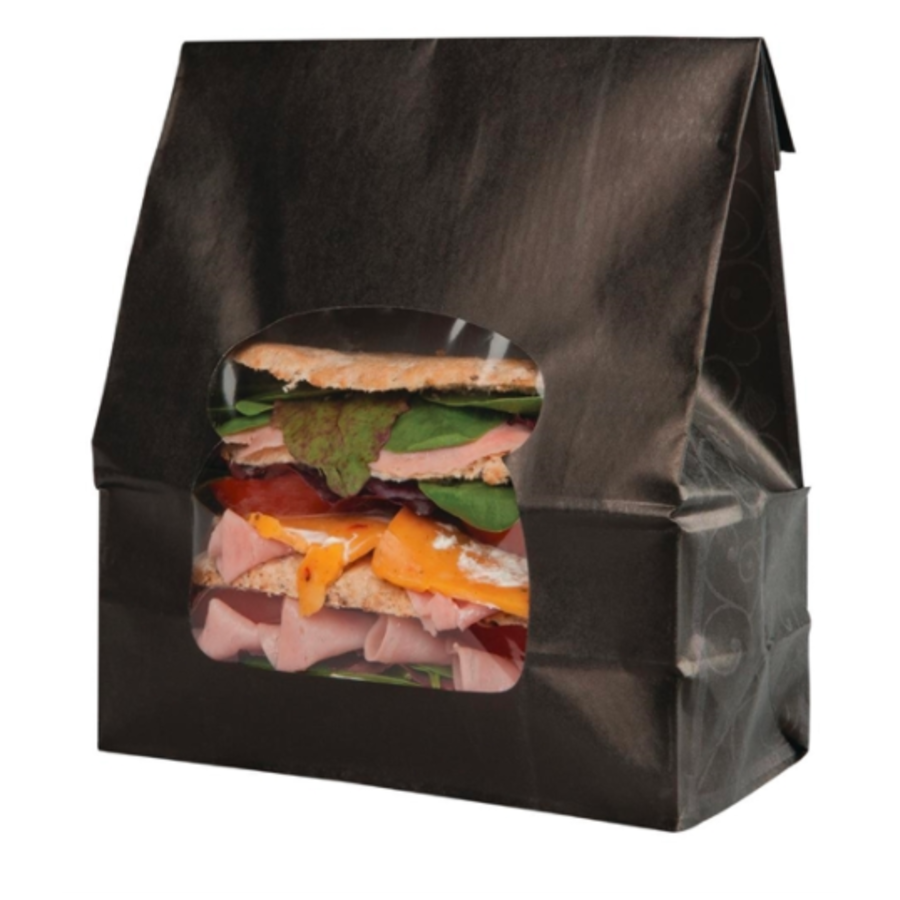 Sacs à sandwich | Fenêtre | Recyclable | Noir | 250 pièces