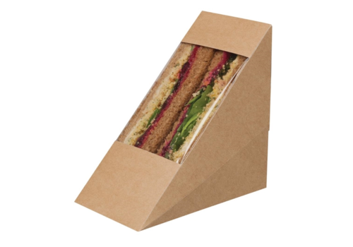  HorecaTraders Boîtes à sandwich | Biodégradable | Triangulaire | 500 pièces | Fenêtre d'inspection 